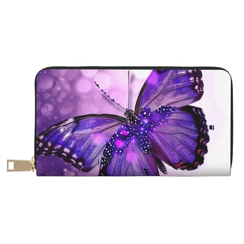 JKLQWC Butterfly 1 bedruckte lange Geldbörse für Damen und Herren, lustige PU-Leder-Geldbörse mit Münzgeldbörse und Kartenhalter, weiß, Einheitsgröße, Modern von JKLQWC