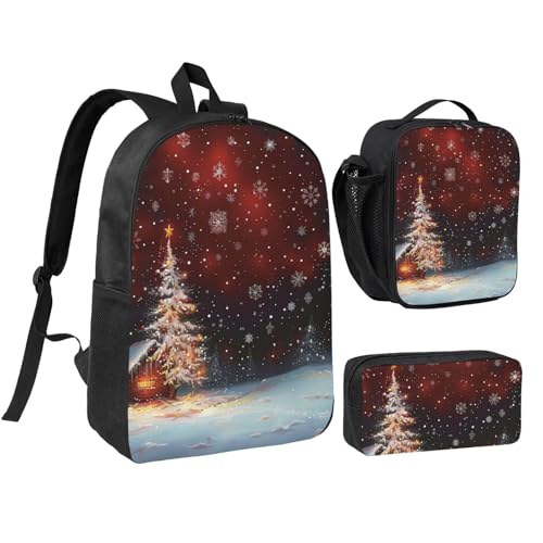 JKLQWC Cooles Piratenschiff-Druck-Rucksack-Set, 3-teilig, 43,2 cm, Schultasche mit isolierter Lunchtasche und Federmäppchen für Studenten, Teenager, Mädchen, Jungen, Weihnachten, Einheitsgröße von JKLQWC