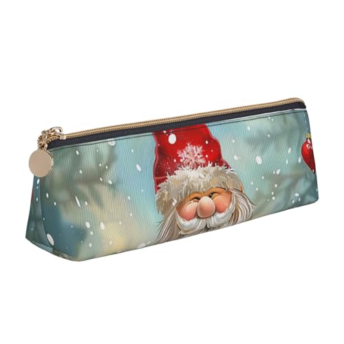 JKLQWC Cooles Piratenschiff bedrucktes Dreieck-Federmäppchen mit Reißverschluss – leichter Leder-Organizer für Schule, Büro, Reisen, Make-up, Traditioneller Weihnachtswichtel, Einheitsgröße von JKLQWC