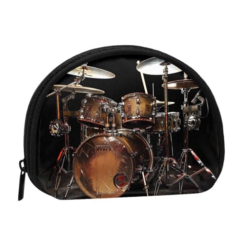 JKLQWC Cooles Schlagzeug-Set, bedruckte Münzbörse für Damen, niedlich, kleine Kleingeldbörse, Mini-Münzgeldbörse, Beutel mit Reißverschluss, Schwarz , Einheitsgröße, Modern von JKLQWC