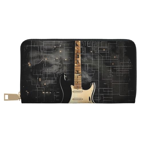 JKLQWC E-Gitarre bedruckte lange Geldbörse für Damen und Herren, lustige PU-Leder-Geldbörse mit Münzgeldbörse und Kartenhalter, weiß, Einheitsgröße, Modern von JKLQWC