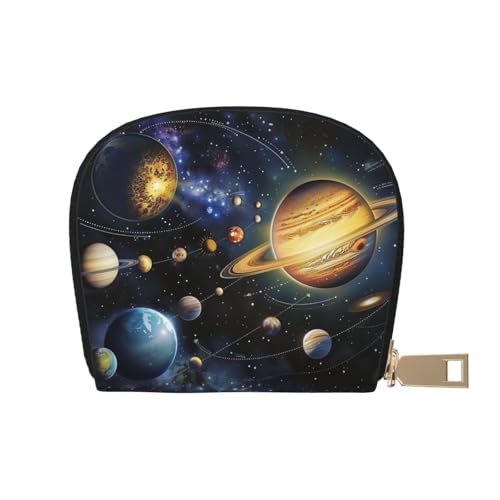 JKLQWC Exploring The Solar System bedruckte Kreditkartenetui für Damen und Herren, niedliches Reißverschluss-Kartenetui, Mini-Münzgeldbörse mit 12 Kartenfächern, weiß, Einheitsgröße, Modern von JKLQWC