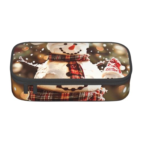 JKLQWC Federmäppchen, Motiv: Frohe Weihnachten, niedlicher Schneemann, niedliches Stifteetui, großes Fassungsvermögen, Reißverschluss, Federmäppchen, Organizer für Büro, Schule, Reisen, Schwarz , von JKLQWC