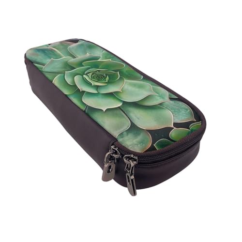 JKLQWC Federmäppchen für Mädchen und Jungen, niedliches PU-Leder, mit Reißverschluss, für Büro, Schule, Grün, Schwarz , Einheitsgröße, Schulranzen von JKLQWC