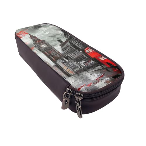 JKLQWC Federmäppchen für Mädchen und Jungen, niedliches PU-Leder, mit Reißverschluss, für Büro, Schule, Rot, Schwarz , Einheitsgröße, Schulranzen von JKLQWC