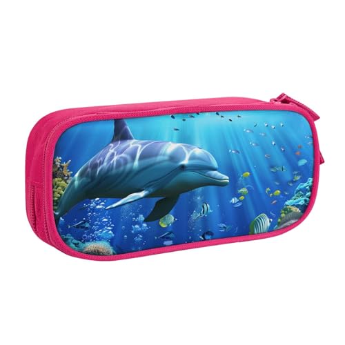 JKLQWC Federmäppchen mit 3D-Motiv und Fisch-Delphi-Motiv, niedlich, mit Reißverschluss, Aufbewahrungsbox, Organizer für Büro, Schule, Teenager, Mädchen, Jungen, Erwachsene, Schwarz, rose, JKLQWC Federmäppchen mit 3D-Motiv und Fisch-Delphi-Motiv, niedlich, mit Reißverschluss, Aufbewahrungsbox, Organizer für Büro, Schule, Teenager, Mädchen, Jungen, Erwachsene, Schwarz, rose, von JKLQWC
