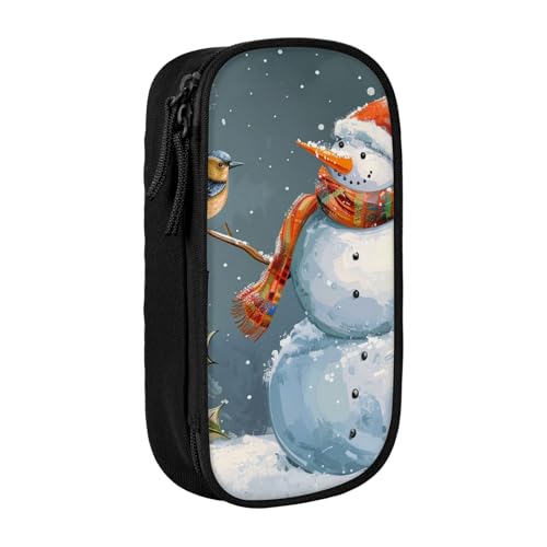 JKLQWC Federmäppchen mit Aufschrift "Merry Christmas and Snow", niedliches Stiftetui, große Stifttasche, tragbare Aufbewahrungsbox, Organizer, Box für Büro, Schule, Teenager, Mädchen, Jungen von JKLQWC