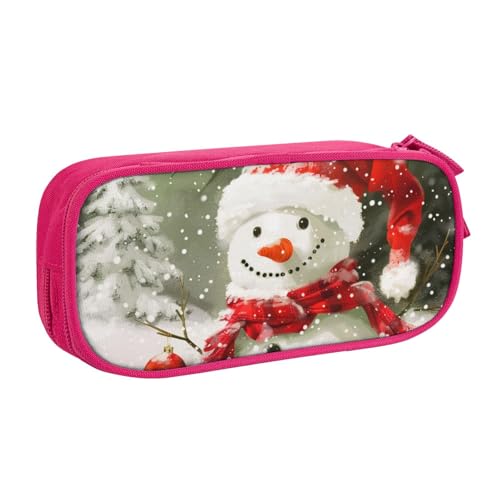 JKLQWC Federmäppchen mit Aufschrift "Merry Christmas with Happy Snowman", niedliches Federmäppchen, Reißverschluss, Aufbewahrungsbox, Halter für Büro, Schule, Teenager, Mädchen, Jungen, Erwachsene, von JKLQWC