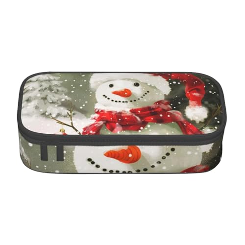 JKLQWC Federmäppchen mit Aufschrift "Merry Christmas with Happy Snowman", niedliches Federmäppchen, großes Fassungsvermögen, Reißverschluss, Federmäppchen, Organizer für Büro, Schule, Reisen, Schwarz JKLQWC Federmäppchen mit Aufschrift "Merry Christmas with Happy Snowman", niedliches Federmäppchen, großes Fassungsvermögen, Reißverschluss, Federmäppchen, Organizer für Büro, Schule, Reisen, Schwarz von JKLQWC