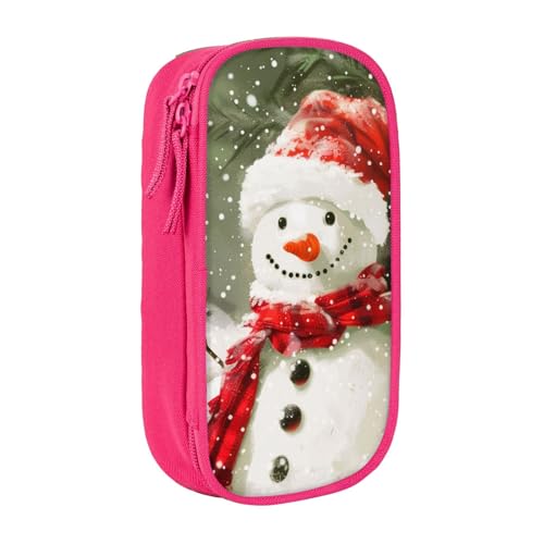 JKLQWC Federmäppchen mit Aufschrift "Merry Christmas with Happy Snowman", niedliches Stiftetui, große Stifttasche, tragbare Aufbewahrungsbox, Organizer für Büro, Schule, Teenager, Mädchen, Jungen, JKLQWC Federmäppchen mit Aufschrift "Merry Christmas with Happy Snowman", niedliches Stiftetui, große Stifttasche, tragbare Aufbewahrungsbox, Organizer für Büro, Schule, Teenager, Mädchen, Jungen, von JKLQWC