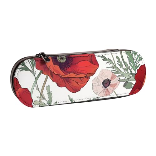 JKLQWC Federmäppchen mit Blumenmuster, niedliches Federmäppchen, PU-Leder, Reißverschluss, Federmäppchen, Organizer für Büro, Schule, Reisen, Schwarz , Einheitsgröße, Schulranzen von JKLQWC