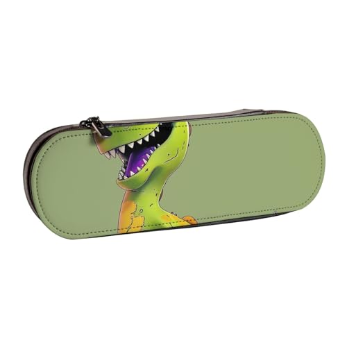 JKLQWC Federmäppchen mit Cartoon-Dinosaurier-Motiv, niedlich, PU-Leder, Reißverschluss, für Büro, Schule, Reisen, Schwarz , Einheitsgröße, Schulranzen von JKLQWC
