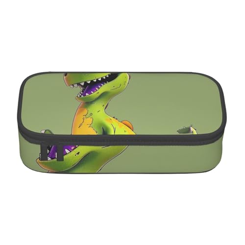 JKLQWC Federmäppchen mit Cartoon-Dinosaurier-Motiv, niedliches Federmäppchen, großes Fassungsvermögen, Reißverschluss, Federmäppchen, Organizer für Büro, Schule, Reisen, Schwarz , Einheitsgröße von JKLQWC