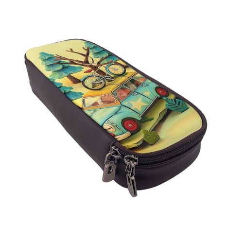 JKLQWC Federmäppchen mit Cartoon-Motiv, für Mädchen und Jungen, niedliches PU-Leder, Stiftebox, Tasche, Reißverschluss, Federmäppchen, Organizer für Büro, Schule, Schwarz , Einheitsgröße, Schulranzen von JKLQWC