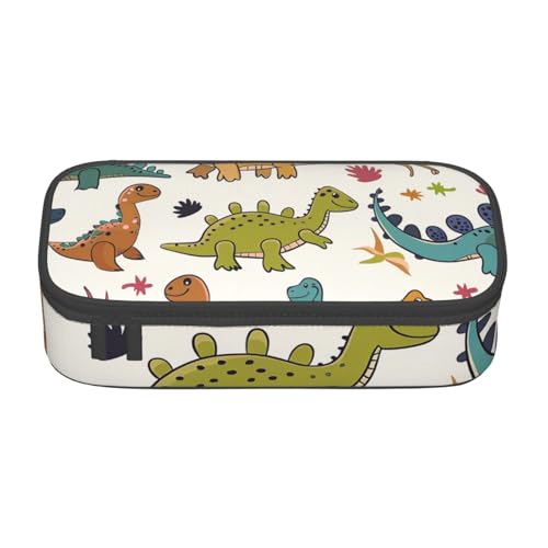 JKLQWC Federmäppchen mit Dinosaurier-Muster, niedliches Federmäppchen, großes Fassungsvermögen, Reißverschluss, Federmäppchen, Organizer für Büro, Schule, Reisen, Schwarz , Einheitsgröße, Schulranzen von JKLQWC