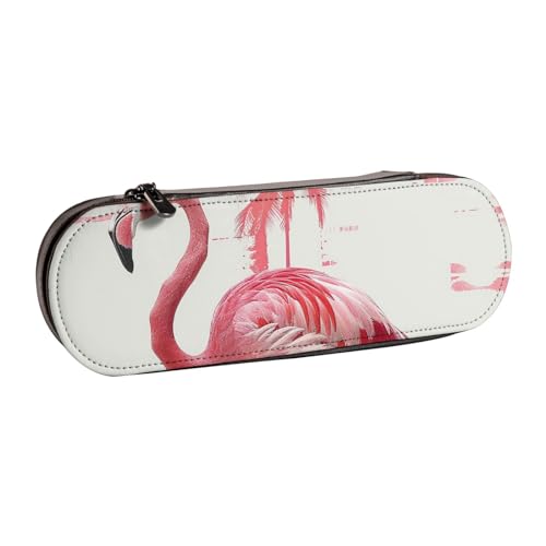 JKLQWC Federmäppchen mit Flamingo-Druck, niedliches Federmäppchen, PU-Leder, Reißverschluss, Federmäppchen, Organizer für Büro, Schule, Reisen, Schwarz , Einheitsgröße, Schulranzen von JKLQWC