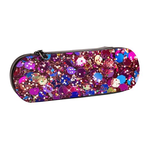 JKLQWC Federmäppchen mit Glitzermuster, niedliches Federmäppchen, PU-Leder, Reißverschluss, Federmäppchen, Organizer für Büro, Schule, Reisen, Schwarz , Einheitsgröße, Schulranzen von JKLQWC