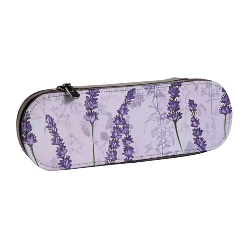 JKLQWC Federmäppchen mit Lavendelprägung, niedliches Federmäppchen, PU-Leder, Reißverschluss, Federmäppchen, Organizer für Büro, Schule, Reisen, Schwarz , Einheitsgröße, Schulranzen von JKLQWC