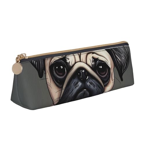 JKLQWC Federmäppchen mit Meeresschildkröte, blau, bedruckt, dreieckig, mit Reißverschluss, leichter Leder-Organizer für Schule, Büro, Reisen, Make-up, Mops, Einheitsgröße, Schulranzen von JKLQWC