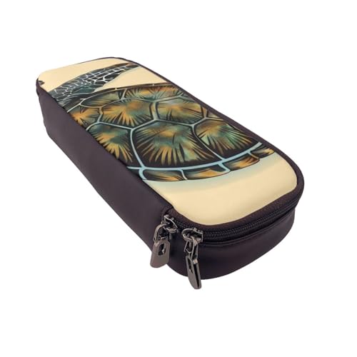 JKLQWC Federmäppchen mit Meeresschildkrötenmuster, niedliches PU-Leder, Stiftebox, Tasche, Reißverschluss, Federmäppchen, Organizer für Büro, Schule, Schwarz , Einheitsgröße, Schulranzen von JKLQWC