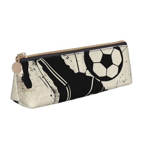 JKLQWC Federmäppchen mit Musikinstrumenten, bedruckt, dreieckig, mit Reißverschluss, leichter Leder-Organizer für Schule, Büro, Reisen, Make-up, I Love Soccer, Einheitsgröße, Schulranzen von JKLQWC