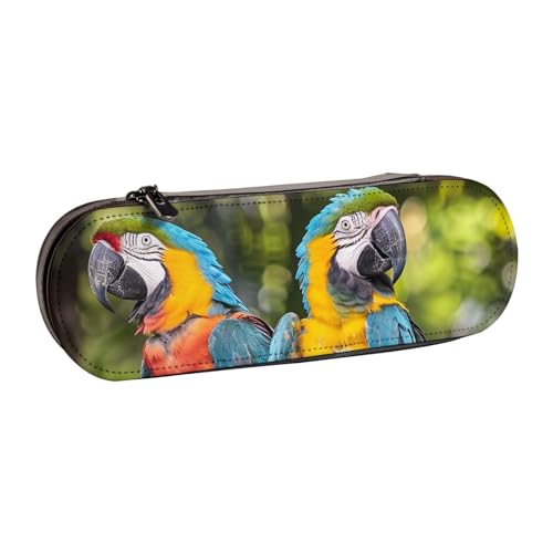 JKLQWC Federmäppchen mit Papageien-Motiv, niedlich, PU-Leder, Reißverschluss, für Büro, Schule, Reisen, Schwarz , Einheitsgröße, Schulranzen von JKLQWC