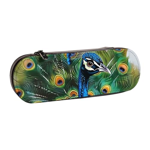 JKLQWC Federmäppchen mit Pfauenmotiv, niedlich, PU-Leder, Reißverschluss, für Büro, Schule, Reisen, Schwarz , Einheitsgröße, Schulranzen von JKLQWC