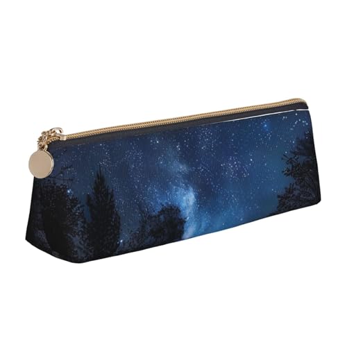 JKLQWC Federmäppchen mit Reißverschluss, Motiv: Winter der Delphin, bedruckt, dreieckig, leichter Leder-Organizer für Schule, Büro, Reisen, Make-up, Baum bei Nacht, Einheitsgröße, Schulranzen von JKLQWC