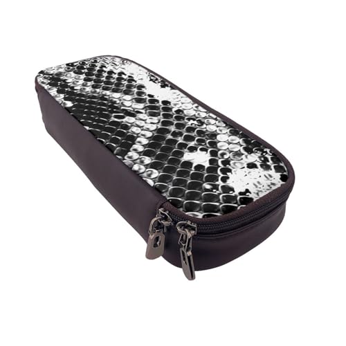 JKLQWC Federmäppchen mit Schlangenhaut-Aufdruck, für Mädchen und Jungen, niedliches PU-Leder, Stiftebox mit Reißverschluss, für Büro, Schule, Schwarz und Weiß, Schwarz , Einheitsgröße, Schulranzen von JKLQWC