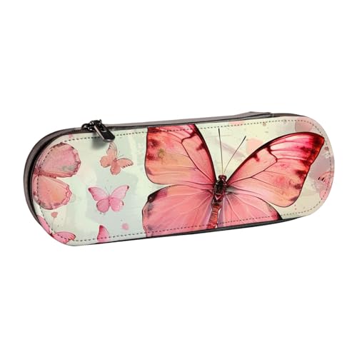 JKLQWC Federmäppchen mit Schmetterlingsmotiv, niedliches Federmäppchen, PU-Leder, Reißverschluss, für Büro, Schule, Reisen, Schwarz , Einheitsgröße, Schulranzen von JKLQWC