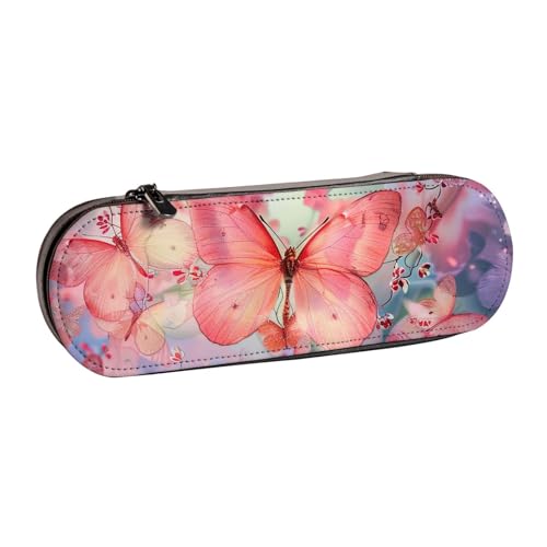 JKLQWC Federmäppchen mit Schmetterlingsmotiv, niedliches Federmäppchen, PU-Leder, Reißverschluss, für Büro, Schule, Reisen, Schwarz , Einheitsgröße, Schulranzen von JKLQWC