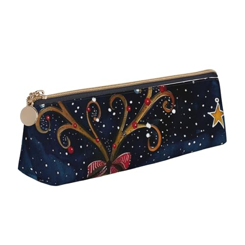 JKLQWC Federmäppchen mit Sonnenblumenmuster, dreieckig, mit Reißverschluss, leichter Leder-Organizer für Schule, Büro, Reisen, Make-up, Sternenhimmel Weihnachten, Einheitsgröße, Schulranzen von JKLQWC