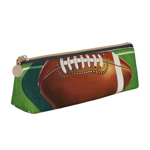 JKLQWC Federmäppchen mit Tiermotiven, Hyäne, bedruckt, dreieckig, mit Reißverschluss, leichter Leder-Organizer für Schule, Büro, Reisen, Make-up, Fußballfeld und Ball aus den USA, Einheitsgröße von JKLQWC