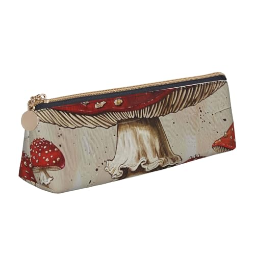 JKLQWC Federmäppchen mit Totenkopf-Motiv, bunt, bedruckt, dreieckig, mit Reißverschluss, leichter Leder-Organizer für Schule, Büro, Reisen, Make-up, Rot-weißer Pilz, Einheitsgröße, Schulranzen von JKLQWC