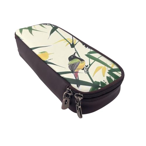 JKLQWC Federmäppchen mit Vögeln auf Ästen, niedliches PU-Leder, Stiftebox mit Reißverschluss, für Büro, Schule, Schwarz , Einheitsgröße, Schulranzen von JKLQWC