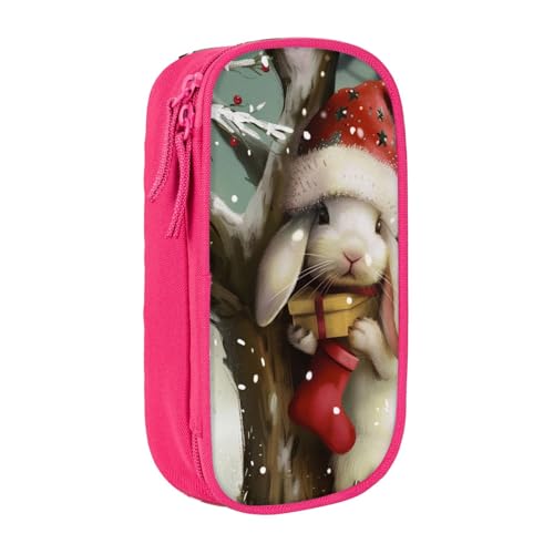 JKLQWC Federmäppchen mit Weihnachts-Hasen-Motiv, niedliches Stifteetui, große Stifttasche, tragbare Aufbewahrungsbox, Organizer, Box für Büro, Schule, Teenager, Mädchen, Jungen, Erwachsene, Schwarz, von JKLQWC