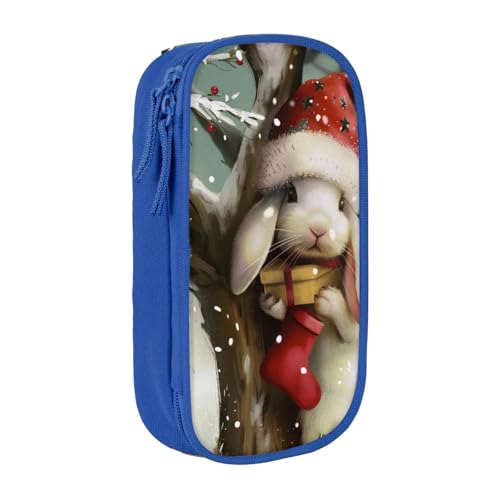 JKLQWC Federmäppchen mit Weihnachts-Hasen-Motiv, niedliches Stifteetui, große Stifttasche, tragbare Aufbewahrungsbox, Organizer, Box für Büro, Schule, Teenager, Mädchen, Jungen, Erwachsene, Schwarz, von JKLQWC