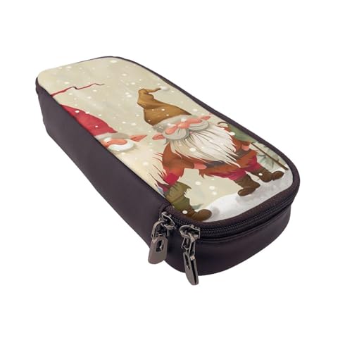 JKLQWC Federmäppchen mit Weihnachtswichteln, niedliches PU-Leder, Stiftebox, Tasche, Reißverschluss, Federmäppchen, Organizer für Büro, Schule, Schwarz , Einheitsgröße, Schulranzen von JKLQWC