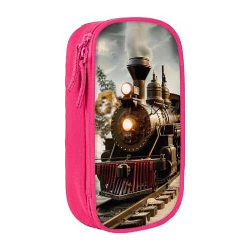 JKLQWC Federmäppchen mit Zug- und Eisenbahn-Motiv, niedliches Stifteetui, große Stifttasche, tragbare Aufbewahrungsbox, Organizer, Box für Büro, Schule, Teenager, Mädchen, Jungen, Erwachsene, Schwarz, von JKLQWC