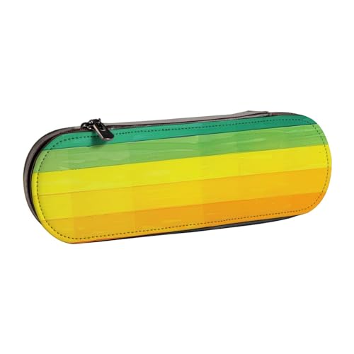 JKLQWC Federmäppchen mit buntem Regenbogenstreifen, niedliches Federmäppchen, PU-Leder, Reißverschluss, Federmäppchen, Organizer für Büro, Schule, Reisen, Schwarz , Einheitsgröße, Schulranzen von JKLQWC