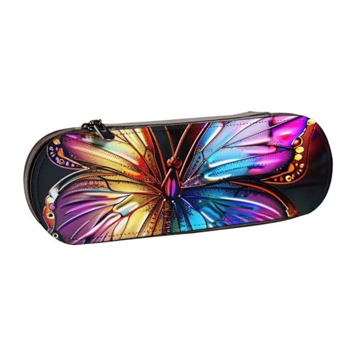 JKLQWC Federmäppchen mit buntem Schmetterlings-Aufdruck, niedliches Federmäppchen, PU-Leder, Reißverschluss, Federmäppchen, Organizer für Büro, Schule, Reisen, Schwarz , Einheitsgröße, Schulranzen von JKLQWC