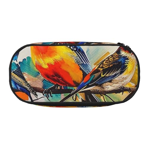 JKLQWC Federmäppchen mit doppeltem Reißverschluss und Netzfach und Stifthaltern – niedliche braune Cartoon-Eulen-Drucke, Mehrzweck-Schreibwaren-Halter, reisefreundliche Kosmetiktasche für Schule, Büro von JKLQWC