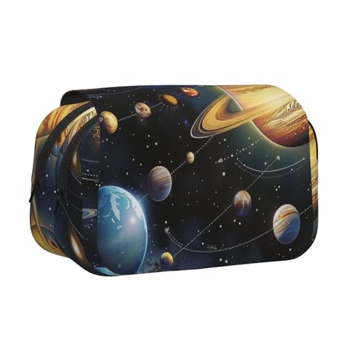 JKLQWC Federmäppchen mit französischer Bulldogge und Blumendruck, für Kinder, Herren, Damen, zwei Schichten, großes Fassungsvermögen, Make-up-Tasche, Organizer für Büro, Schule, Reisen, Erkundung des von JKLQWC