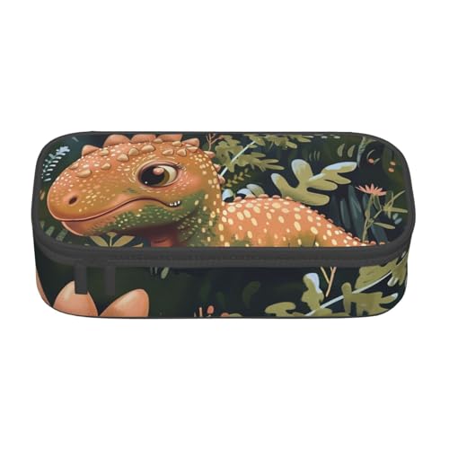 JKLQWC Federmäppchen mit niedlichem Dinosaurier-Motiv, niedliches Federmäppchen, großes Fassungsvermögen, Reißverschluss, Federmäppchen, Organizer für Büro, Schule, Reisen, Schwarz , Einheitsgröße, von JKLQWC