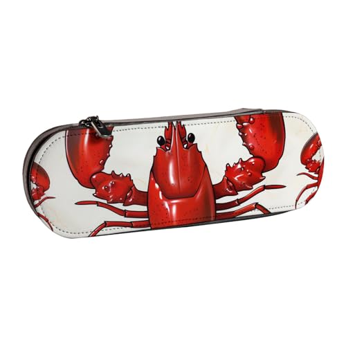 JKLQWC Federmäppchen mit rotem Hummerdruck, niedliches Federmäppchen, PU-Leder, Reißverschluss, Federmäppchen, Organizer für Büro, Schule, Reisen, Schwarz , Einheitsgröße, Schulranzen von JKLQWC