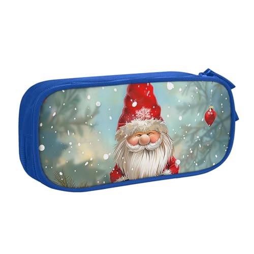 JKLQWC Federmäppchen mit traditionellem Weihnachts-Zwerg-Motiv, niedlich, mit Reißverschluss, Aufbewahrungsbox, Organizer für Büro, Schule, Teenager, Mädchen, Jungen, Erwachsene, Schwarz, blau von JKLQWC