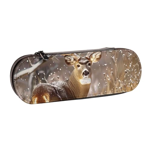 JKLQWC Free Whitetail Deer Bedrucktes Federmäppchen, niedliches Stifteetui, PU-Leder, Reißverschluss, Federmäppchen, Organizer für Büro, Schule, Reisen, Schwarz , Einheitsgröße, Schulranzen von JKLQWC