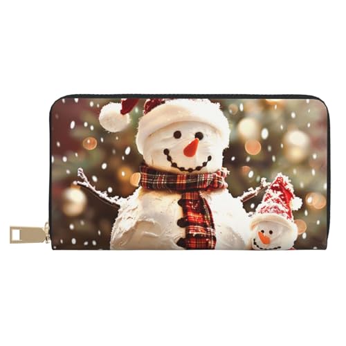 JKLQWC Frohe Weihnachten Niedlicher Schneemann Bedruckte Lange Geldbörse für Damen Herren Stilvolle und Niedliche PU Leder Geldbörse mit Münzgeldbörse und Kreditkartenhalter, weiß, Einheitsgröße, von JKLQWC