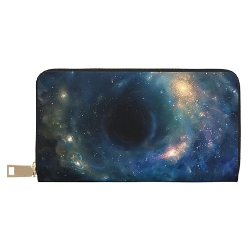 JKLQWC Galaxy Printed Long Wallet for Women Men Funny PU Leather Wallet with Coin Purse and Card Holder, weiß, Einheitsgröße, Modern von JKLQWC