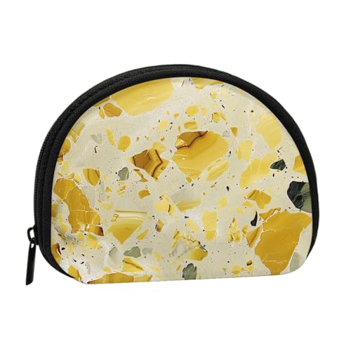 JKLQWC Gelbe Marmor-bedruckte Münzbörse für Damen, niedlich, kleine Kleingeldbörse, Mini-Münzgeldbörse, Beutel mit Reißverschluss, Schwarz , Einheitsgröße, Modern von JKLQWC